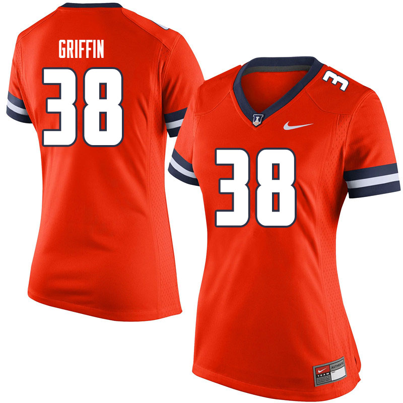 Women #38 Caleb Griffin Illinois Fighting Illini College Football Jerseys Sale-Orange